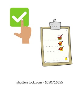 Clipboard with checklist and check marks. Checklist complete tasks, to-do list, survey. Best quality. Vector illustration of clipboard with checklist