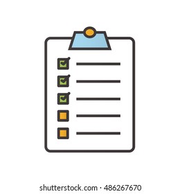 Clipboard checklist color icon. To do list. Isolated vector illustration