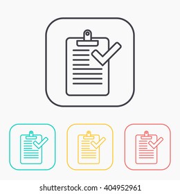 Clipboard with checklist color icon set 