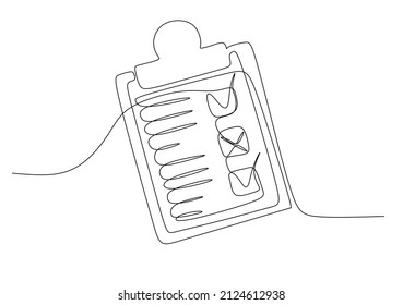 Clipboard and checklist  Continuous line one drawing  Vector illustration  Simple line illustration  