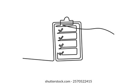 clipboard with checklist continuous one line drawing