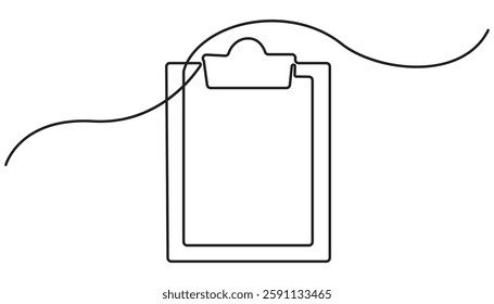 clipboard with checklist continuous one line drawing, Continuous Line Drawing of Checklist Icon.