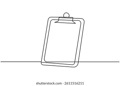 Clipboard with a checklist continuous one line drawing and minimalist style isolate outline vector icon