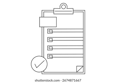 Área de transferência com lista de verificação desenho contínuo de uma linha e estilo minimalista