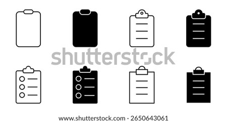 clipboard, checklist, document icon set