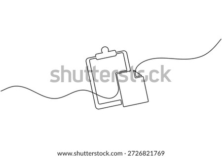 Clipboard checklist document paper file one line art minimalist task list continuous line illustration vector outline
