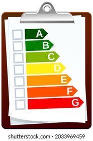 Clipboard with a checklist for energy classification