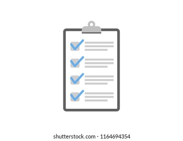 Clipboard Checklist Flat Design. Check List Vector Illustration