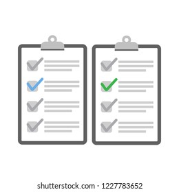 Clipboard checklist flat design. Check list vector illustration