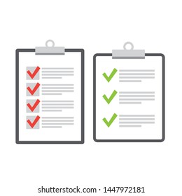 Clipboard checklist flat design. Check list vector. Clipboard and check marks.