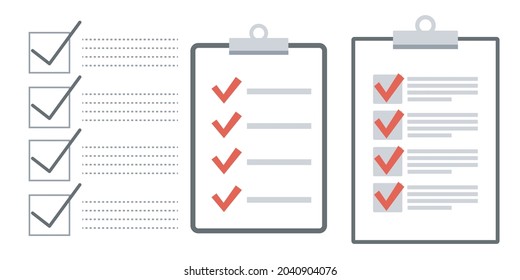 Zwischenablage Checkliste flaches Design. Vektorgrafik-Vektorgrafik überprüfen