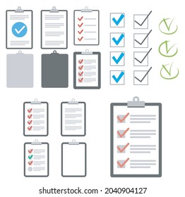 Diseño plano de la lista de verificación del portapapeles. Comprobar ilustración vectorial de lista