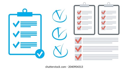 Clipboard checklist flat design. Check list vector illustration
