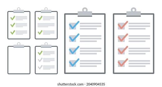 Zwischenablage Checkliste flaches Design. Vektorgrafik-Vektorgrafik überprüfen