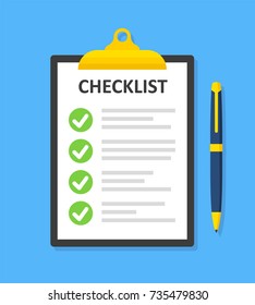 Clipboard with checklist in a flat style - stosk vector.