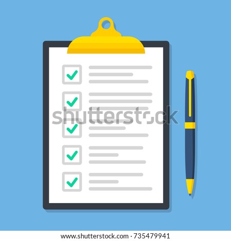 Clipboard with checklist in a flat style - stosk vector.