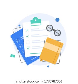 Clipboard with checklist in a flat style,flat design icon vector illustration
