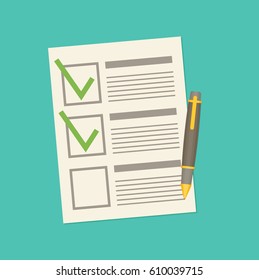 Clipboard with checklist flat vector