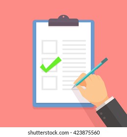 Clipboard with checklist form. To do list concept vector