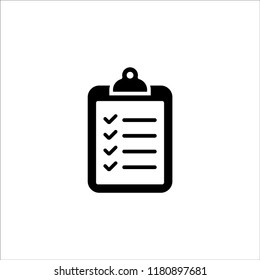 Clipboard checklist icon. Black isolated checklist with checkmarks.
