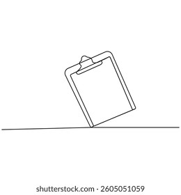 Clipboard with checklist icon  continuous one line drawing of outline vector illustration