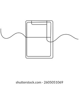 Clipboard with checklist icon  continuous one line drawing of outline vector illustration