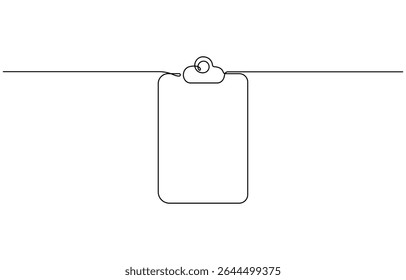 Área de transferência com ícone de lista de verificação desenho contínuo de uma linha da ilustração vetorial de contorno, arte de linha única da marca de verificação, Área de transferência com lista de verificação. Desenho contínuo da linha um.