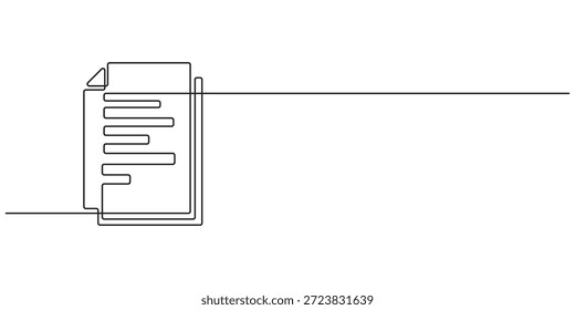Zwischenablage mit Checklisten-Symbol durchgehende einzeilige Zeichnung der Kontur, Vektorgrafik, Eine durchgehende Linie, Vektorgrafik eines Ordners. Hintergrundsymbol für Gliederungsdokumente. Sparen von Wertpapieren Vektor .