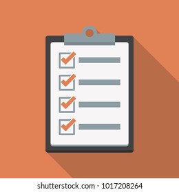 Clipboard with checklist icon. Flat illustration of clipboard with checklist icon for web