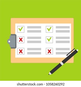 Clipboard with checklist icon. Flat illustration of clipboard with checklist icon for web
