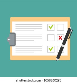 Clipboard with checklist icon. Flat illustration of clipboard with checklist icon for web