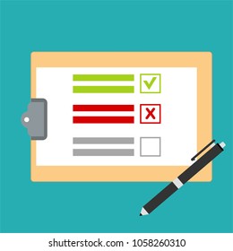 Clipboard with checklist icon. Flat illustration of clipboard with checklist icon for web