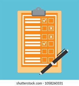 Clipboard with checklist icon. Flat illustration of clipboard with checklist icon for web