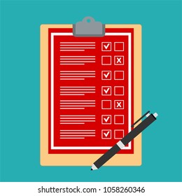 Clipboard with checklist icon. Flat illustration of clipboard with checklist icon for web