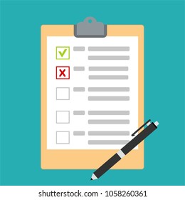 Clipboard with checklist icon. Flat illustration of clipboard with checklist icon for web