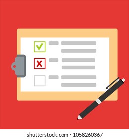 Clipboard with checklist icon. Flat illustration of clipboard with checklist icon for web