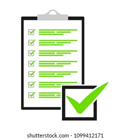 Clipboard with checklist icon. Flat illustration of clipboard with checklist icon for web