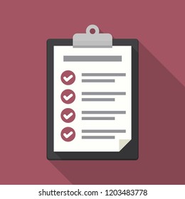 Clipboard with checklist icon. Flat illustration of clipboard with checklist.