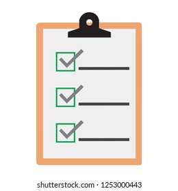 Clipboard with checklist icon. Flat illustration of clipboard with checklist icon for web