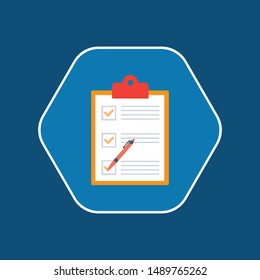 Clipboard with checklist icon. Flat illustration of clipboard with checklist icon for web