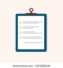 Clipboard with checklist icon. Flat illustration of clipboard with checklist icon for web
