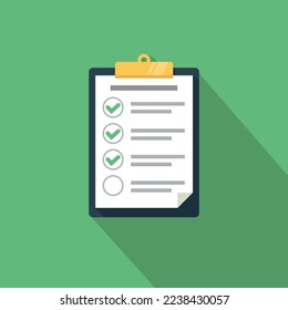 Clipboard with checklist icon. Flat illustration of clipboard with checklist icon for web. Vector illustration.