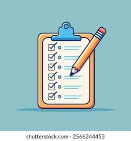 Clipboard with checklist icon. Flat illustration of clipboard with checklist icon for web