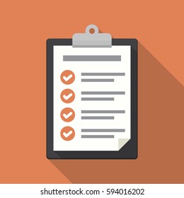 Clipboard with checklist icon. Flat illustration of clipboard with checklist icon for web