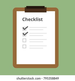 Clipboard with checklist icon. Flat illustration of clipboard with checklist icon