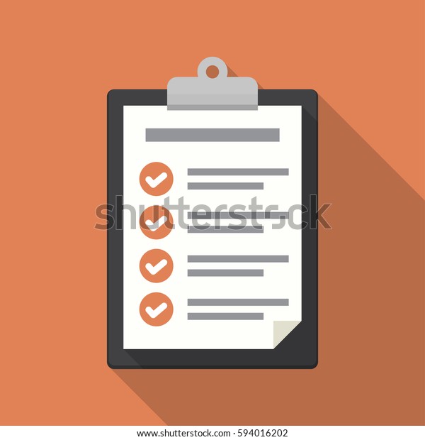Clipboard with checklist icon. Flat\
illustration of clipboard with checklist icon for\
web