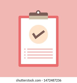 Clipboard with checklist icon. Flat style design of clipboard with checklist icon  