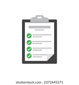 Clipboard with checklist icon in flat style. Planning and organization of work vector illustration on isolated background. Document sign business concept.