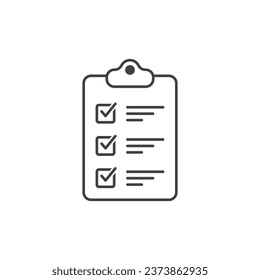 Clipboard with checklist icon in flat style. Planning and organization of work vector illustration on isolated background. Document sign business concept.