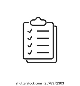 Clipboard with checklist icon in flat style. Planning and organization of work vector illustration on isolated background. Document sign business concept.